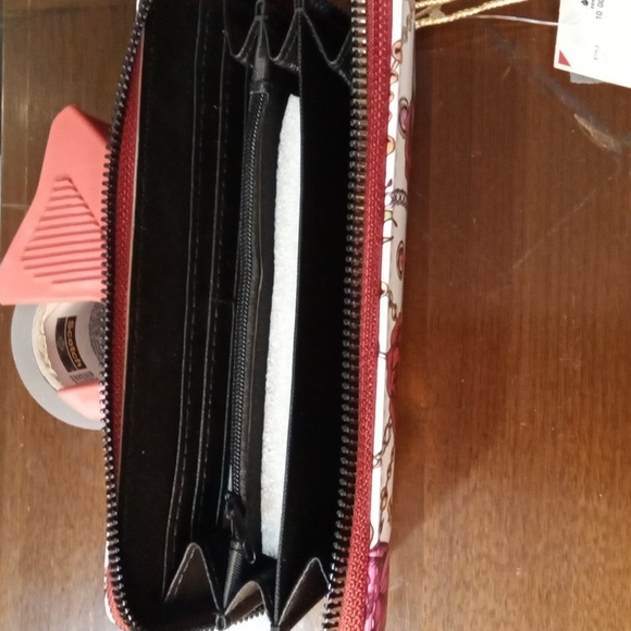 IMOSHION vegan leather wallet with roses & dollar signs NWT - Picture 4 of 4